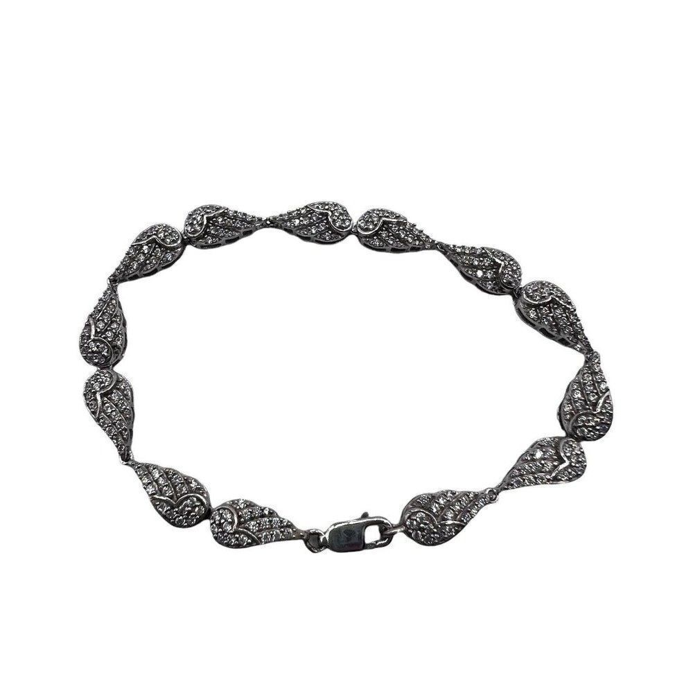 SJD 925 Lovemore Sterling Silver Ladys Angel Wing Rhinestone Bracelet Gift